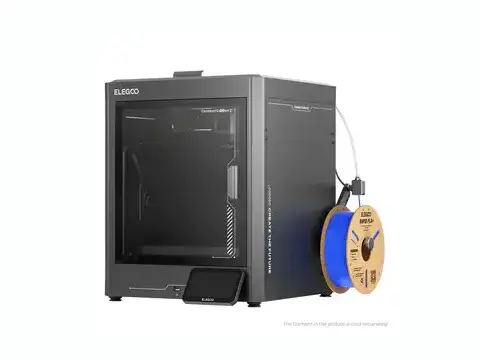 Impressora 3D Elegoo Centauri Carbon 2 fechada, com porta de vidro e carretel de filamento lateral