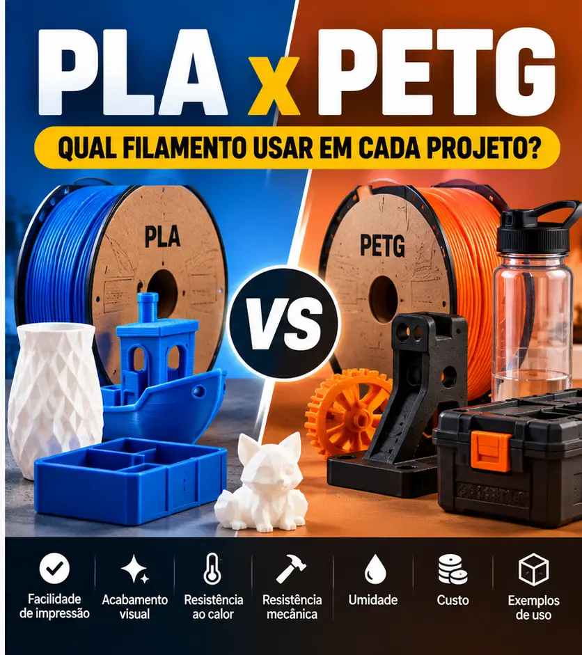 PLA x PETG: qual filamento usar em cada projeto?